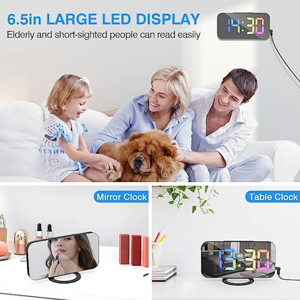 Väckarklocka med dimbar LED-display, digital klocka