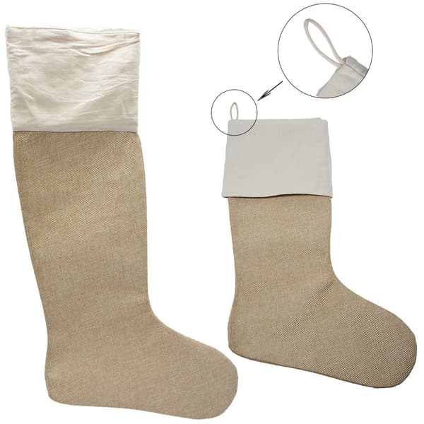 Set med 6 store julestrømper i lerret