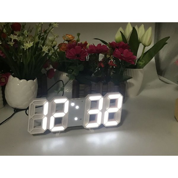 1 st 3D LED digital väggklocka liten väckarklocka fjärrkontroll