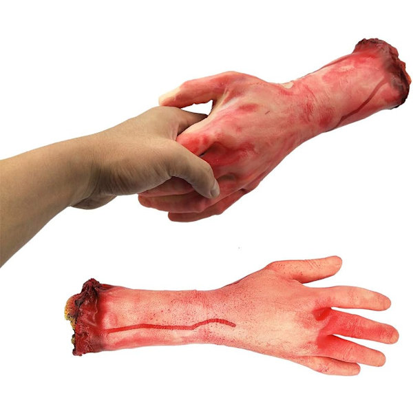 Protesarmar, blodiga mänskliga händer och fingrar, likfragment