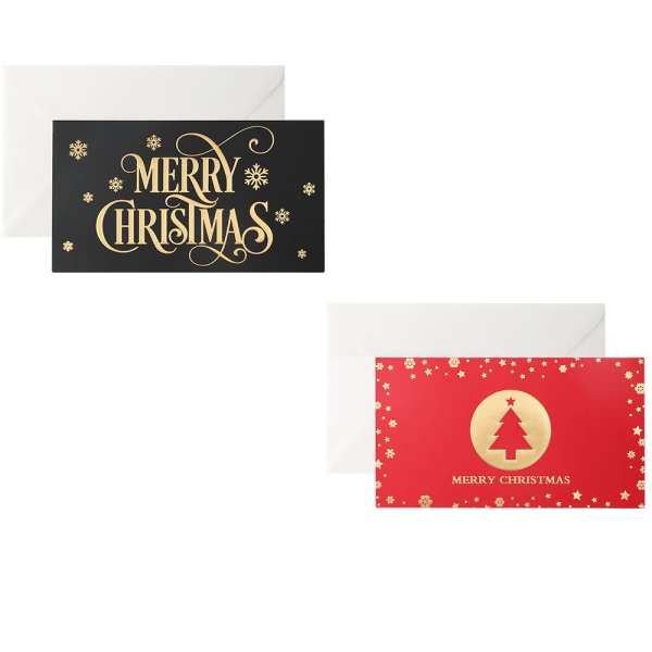 2pcs Christmas Card Embossed Greeting Card Stamped Greeting Card