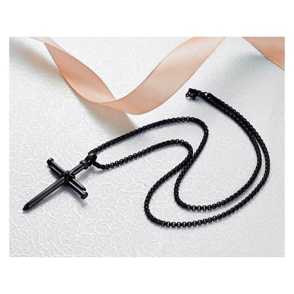 Crucifix Halsband för män Kvinnor Pojkar Flickor Svartpläterad rost
