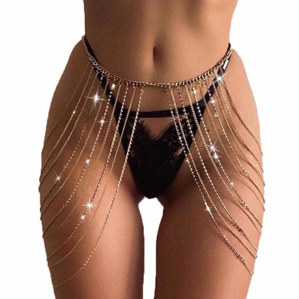 Krystall Navel Chain Strand Sofaer Strand Body Chain Mote Midje Smykker