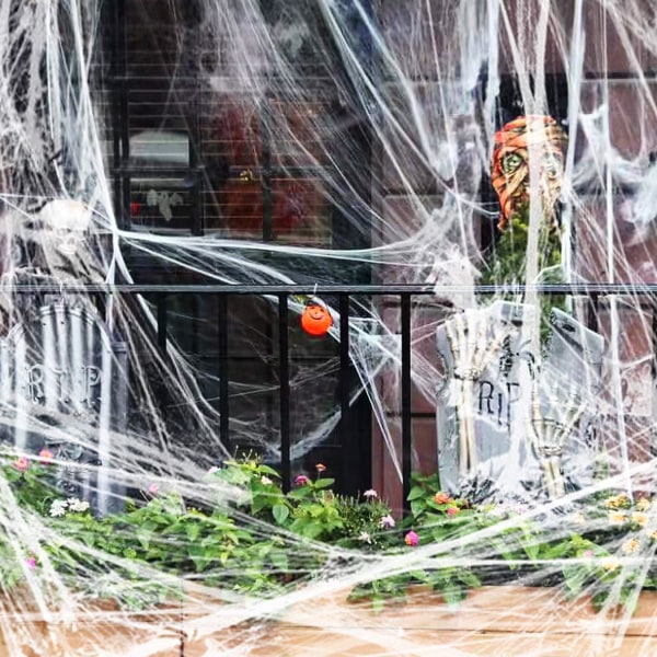 20m² Halloween spindelnätsdekoration och 30 spindlar, superstretch