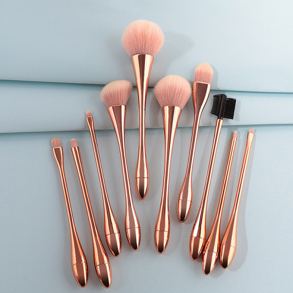 Xiaoman talje makeup børste sæt, skønhedsværktøjer 10 rose gold