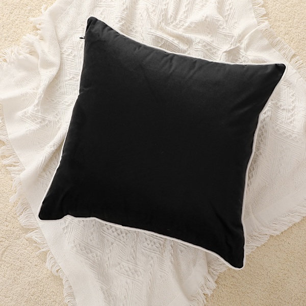 Mustavalkoinen samet cushion cover 18x18 tuumaa koristeellinen tyyny