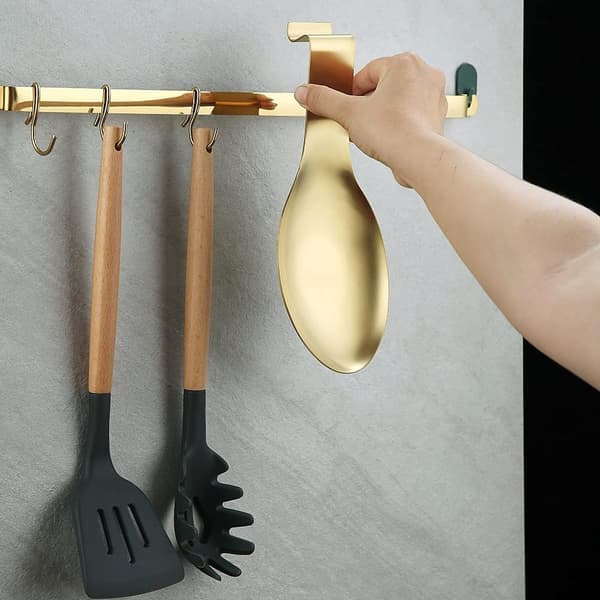 Mat Guld Ske Rest, Rustfrit Stål Ske Holder til Komfur, K