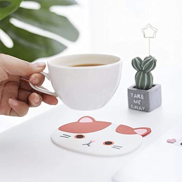 6 søde katte silikone-glasunderlag, silikone gummimåtter, C