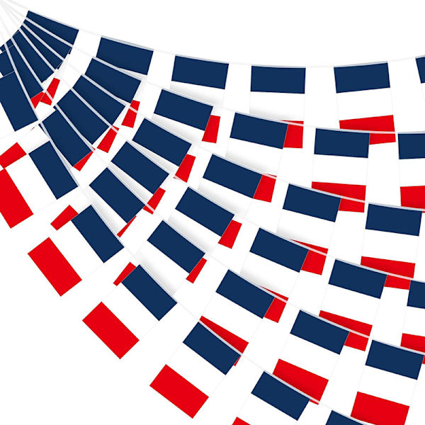 80 franska flaggor 14 x 21 cm, 20 meter girlang nationell flagga banné