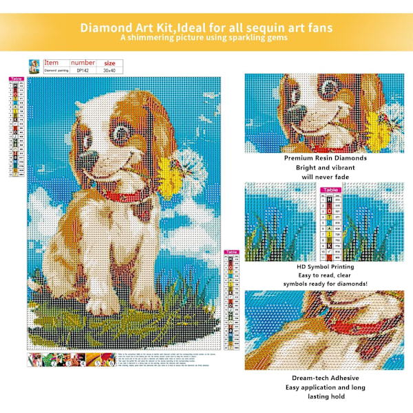 5D DIY Rolig Hund Full Diamond Dot Set Hem Väggdekor Målning C