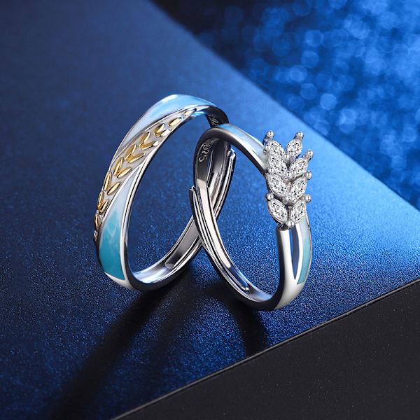 1 Lykkeligt par ring par ring S925 Sterling sølv ring