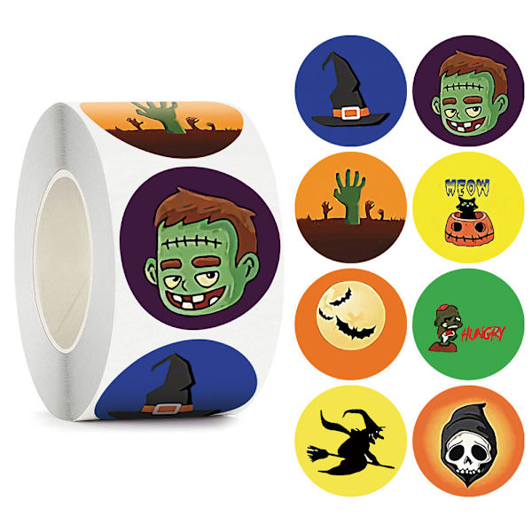 1000 kpl Halloween-tarroja, velhohattu noita lepakko itseliimautuva P