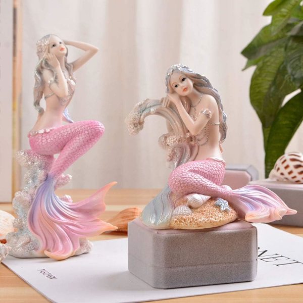 Mermaids-patsas koristelu, käsintehty kaunis hartsi Mediterranea