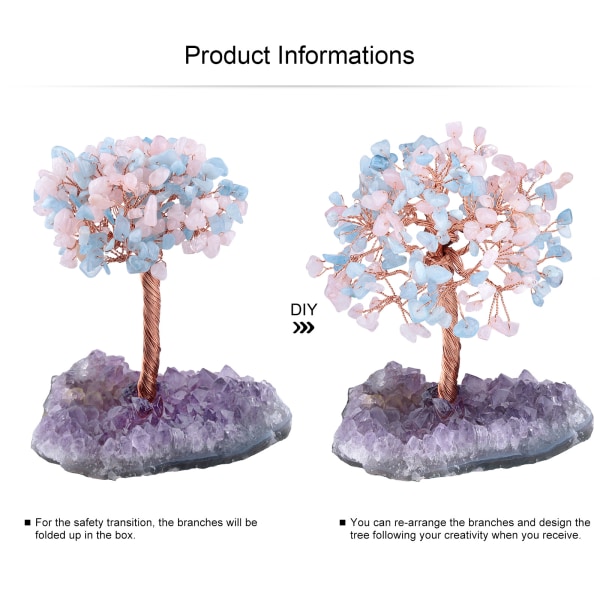 Luonnollinen ametisti kristallikivi rahapuu ametisti kvartsi kristalliryhmän pohjalla Bonsai puu Feng Shui työpöydän koriste vaurauteen ja onneen 4.5\"-6\"