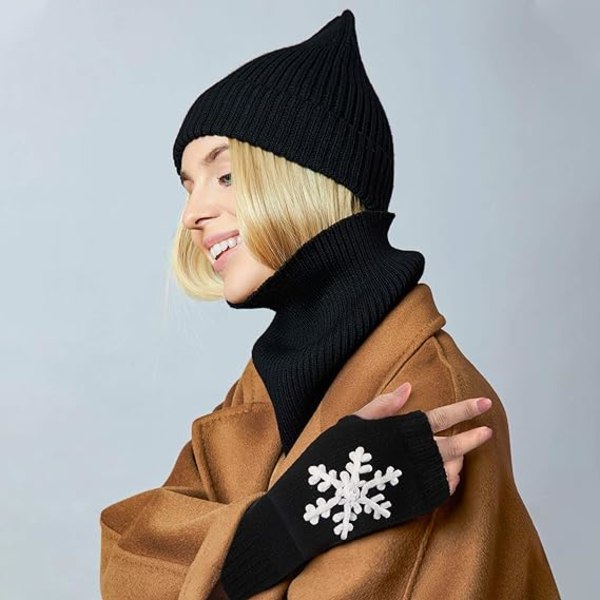 3 par halvfinger julhandskar för kvinnor vinter snöflinga