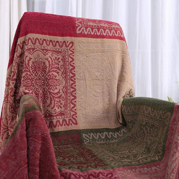Chenille-pläd, jacquardvävd sofföverdrag, dekorativ C