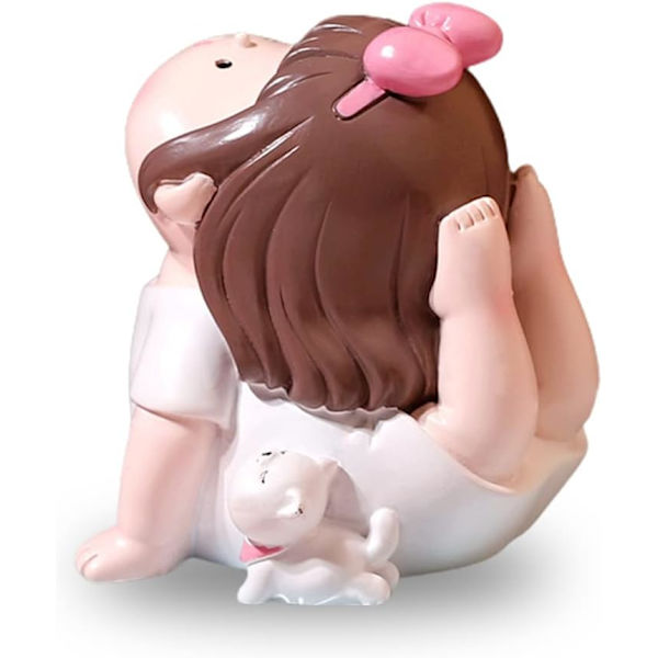 Söt flicka figurin mini flicka hund prydnad harts figurin bröllop