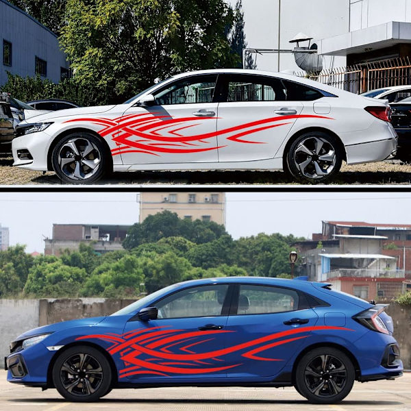 2 kpl 94,4'' Universaali liekki grafiikka auto kehon sivutarra Red