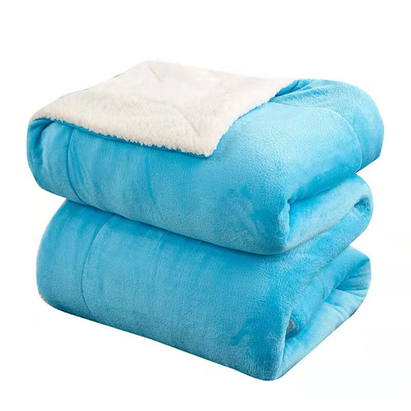 Tyk og varm lammeskindssofa vendbar tæppe, 5 farver Sky blue 127*152cm