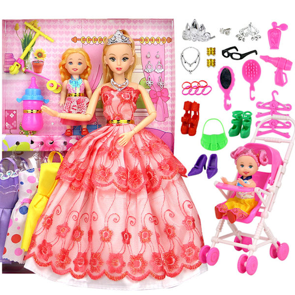 Barbie dockset presentförpackning flicka prinsessbröllopsklänning barnleksak (