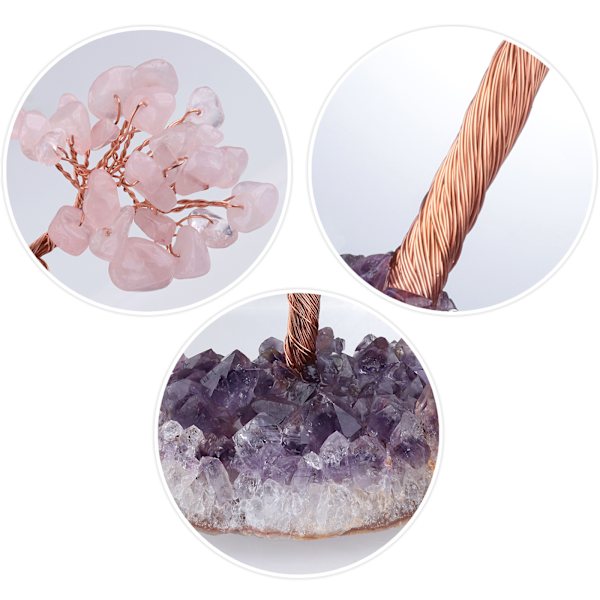 Luonnollinen ametisti kristallikivi rahapuu ametisti kvartsi kristalliryhmän pohjalla Bonsai puu Feng Shui työpöydän koriste vaurauteen ja onneen 4.5\"-6\"
