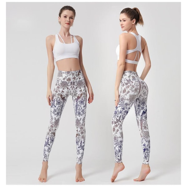 Dames Høy Midje Skinny Stretch Sports Yoga Fitness Bukser-HK274 L