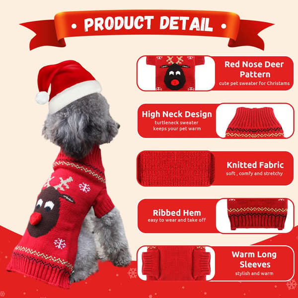 Grim Julehund Sweater Ferie Kæledyr Rød Sort Hvalp Kat Winte