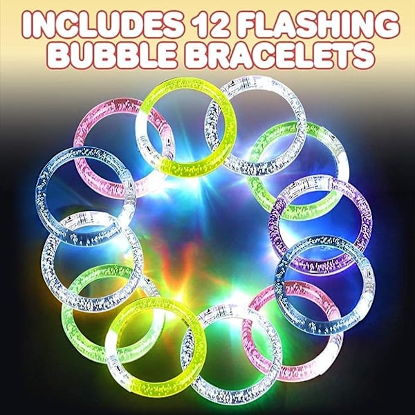 12 stk gjenbrukbare fargerike akryl LED blinkende armbånd