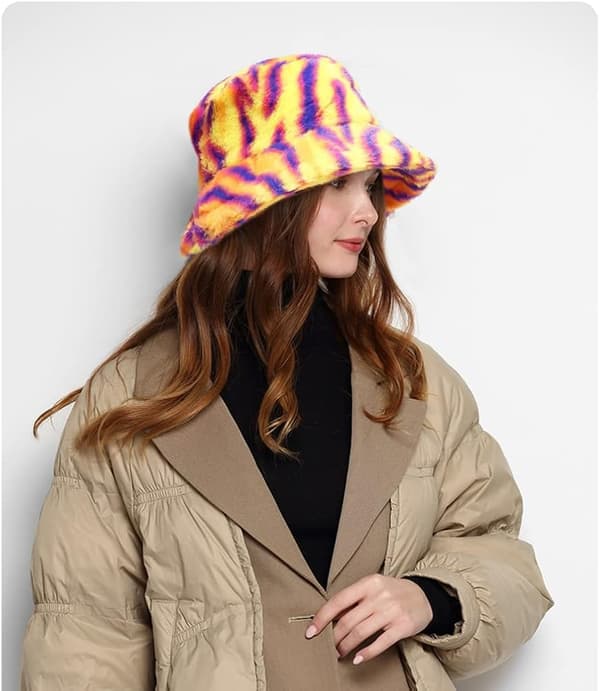 Pels Hat Fluffy Bucket Hat Vinter Fisker Hat til Kvinder Piger