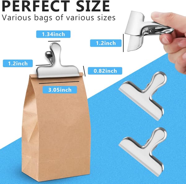 Chip Clips, 8-pak rustfrit stål chip clips, chip clips, pose C