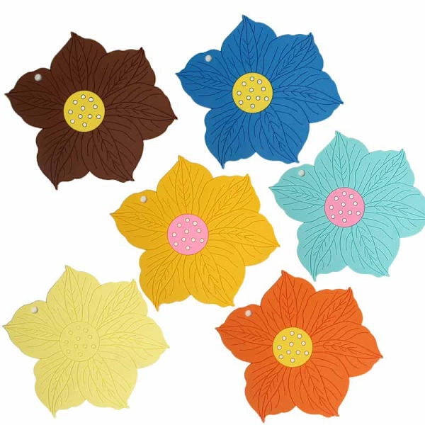 6 stk. Myke PVC Varmeisolerende Puter Peon Blomst Vanntette Sklisikre