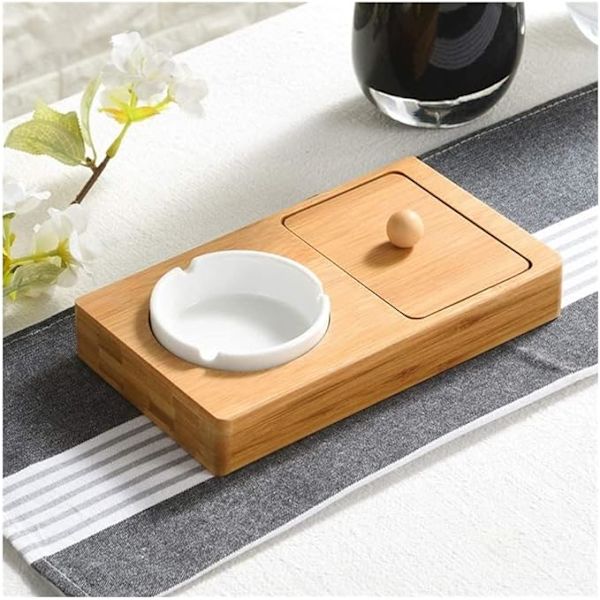 Modern minimalistisk keramisk askkopp kreativ trä träförvaring B