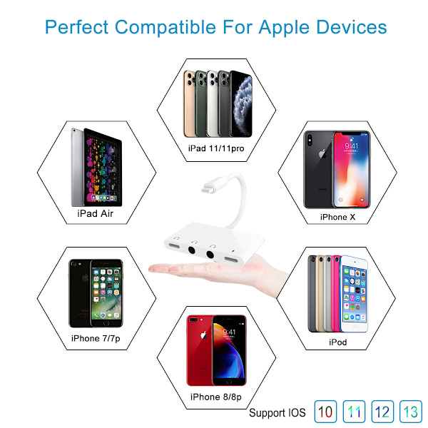 Hörlursadapter för iPhone, Lightning till 3,5 mm Jack Dongle Adapter