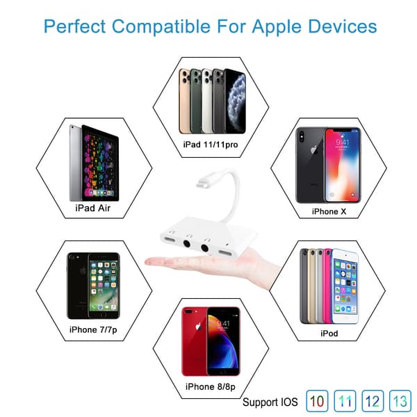 Hovedtelefonadapter til iPhone, Lightning til 3,5 mm jackstik Dongle-adapter