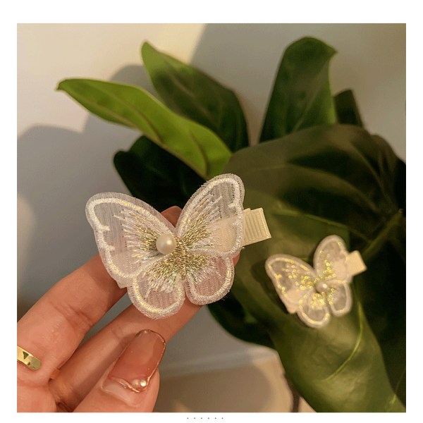 2st Chic White Butterfly Pearl Clip Hårnålsspänne Kvinnor Wedd