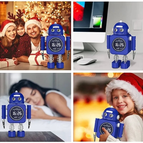 Smart Robot Digital Väckarklocka Temperaturdisplay Bordsur