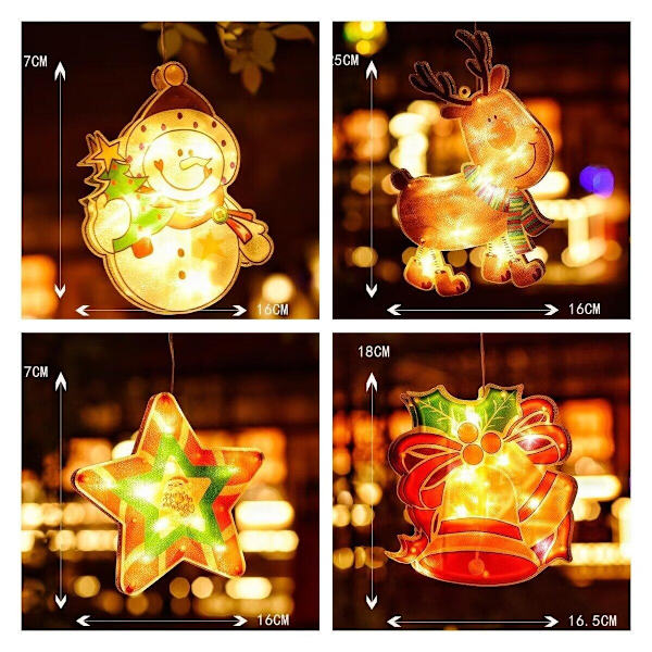 1 st julgransdekoration för fönster, sugkopp för fönsterhängande ljusslinga, juldekorationer, gåvor