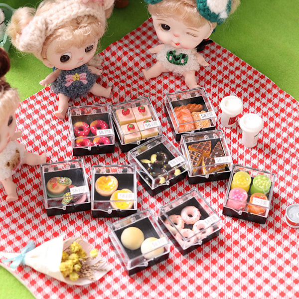 10 miniatyrdockhustillbehör mini modell ob11 tårtdessert (3cm)