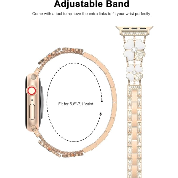 Yhteensopiva Apple Watch -rannekkeen kanssa 38mm 40mm 41mm naiset, metalli Str