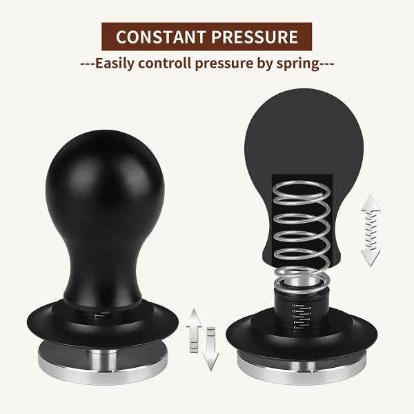 Espresso Tamper 51mm, Rustfritt Stål Kaffe Press, Fjærbelastet