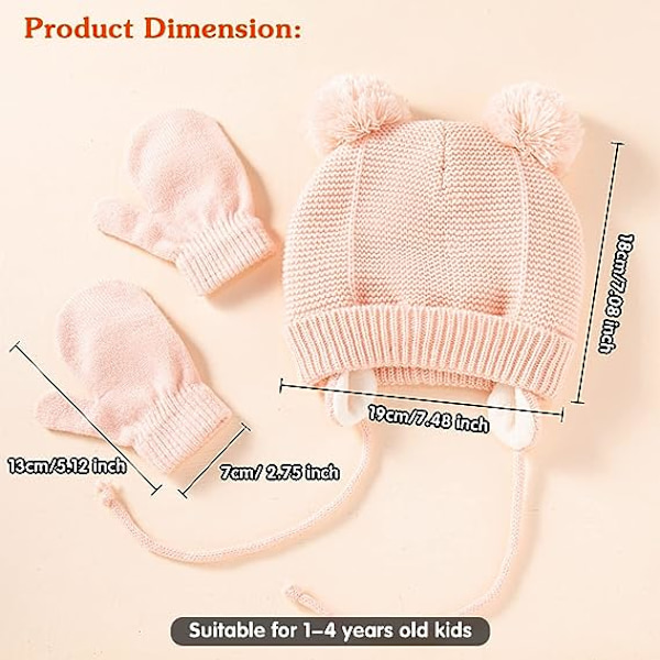 Vinter Varma Handskar Set för Baby Pojkar och Flickor, Barn Stickade Cut
