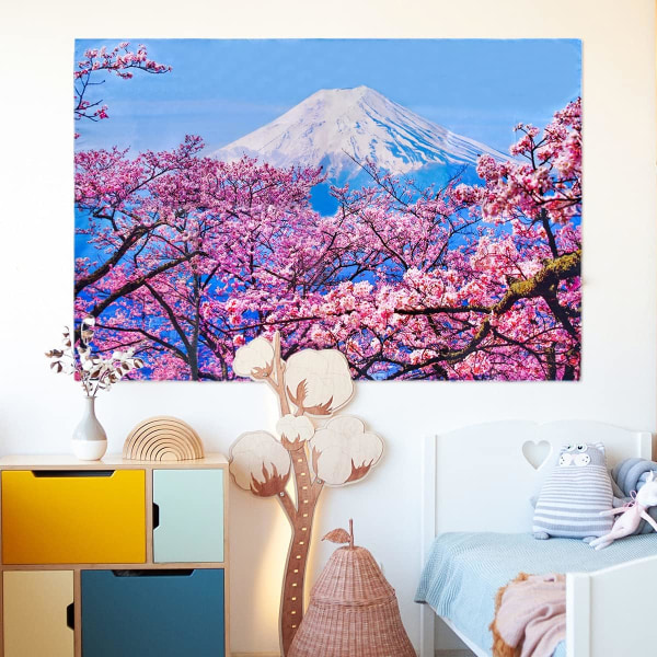Mount Fuji Cherry Blossom Tapestry Vägghängande, japanskt fäste