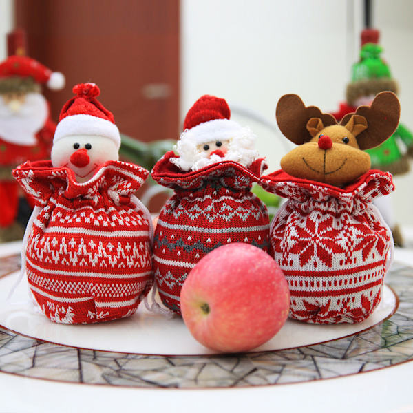 Kreativ jul dekorativ presentpåse barn stickad äpple