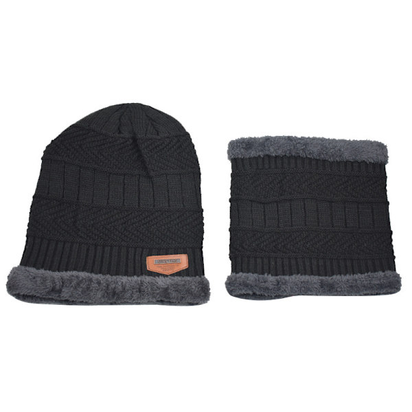 Herresæt herre strik vinterhue hat fleece tyk fleece beani