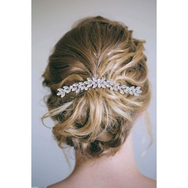 Brudbröllopskam, elegant silver bröllopshårkam, brudbrud
