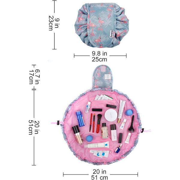 Bærbar Lazy Drawstring Sminkepung Reise Kosmetikkpose