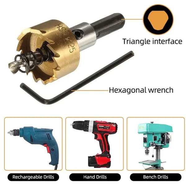 5 stk HSS hullsagsett 16-30mm Gold