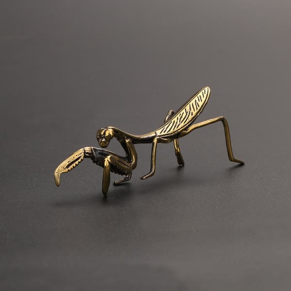 3D Messing Mantis Støbt Dyrefigur Metal Skulptur Hjem Off