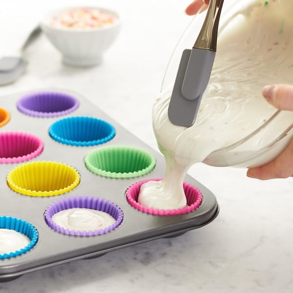 Återanvändbara silikonbakformar, muffinsformar - Set om 12, Multico