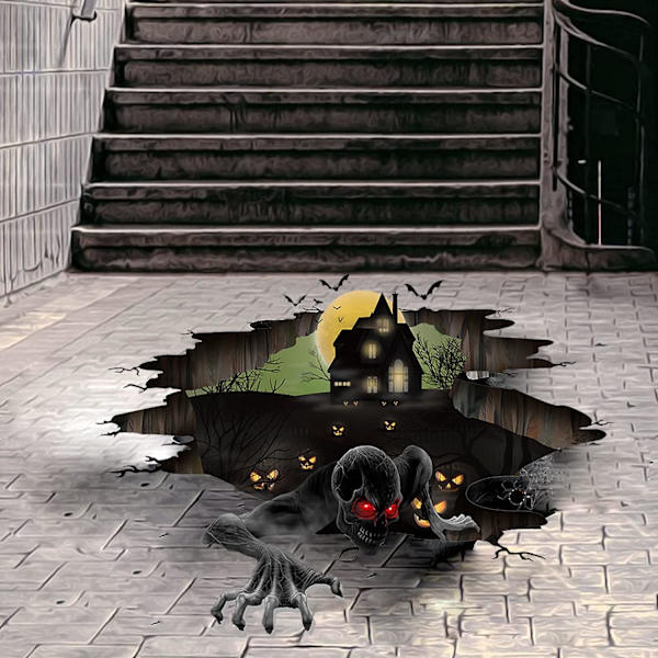 2 kpl 3D murskaava Halloween lattia seinä katto tarra pelottava kallo